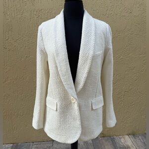 $489 IRO Paris White Tweed Bouclé Tuxedo Jacket Blazer Sz 40 US 8
